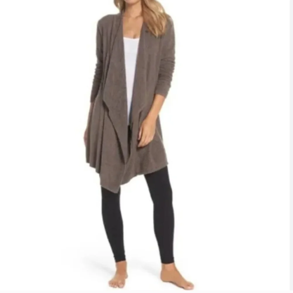 Barefoot Dreams Bamboo Chic Lite Women's Gray Open Front Cardigan S/M
